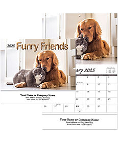 Promotional Wall Calendars: Furry Friends Stapled Wall Calendar